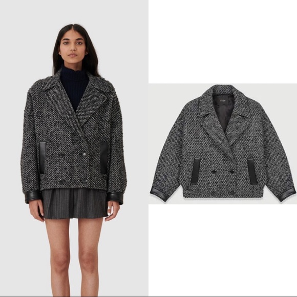 MAJE Galine double-breasted wool-blend jacket NWOT - Picture 3 of 12